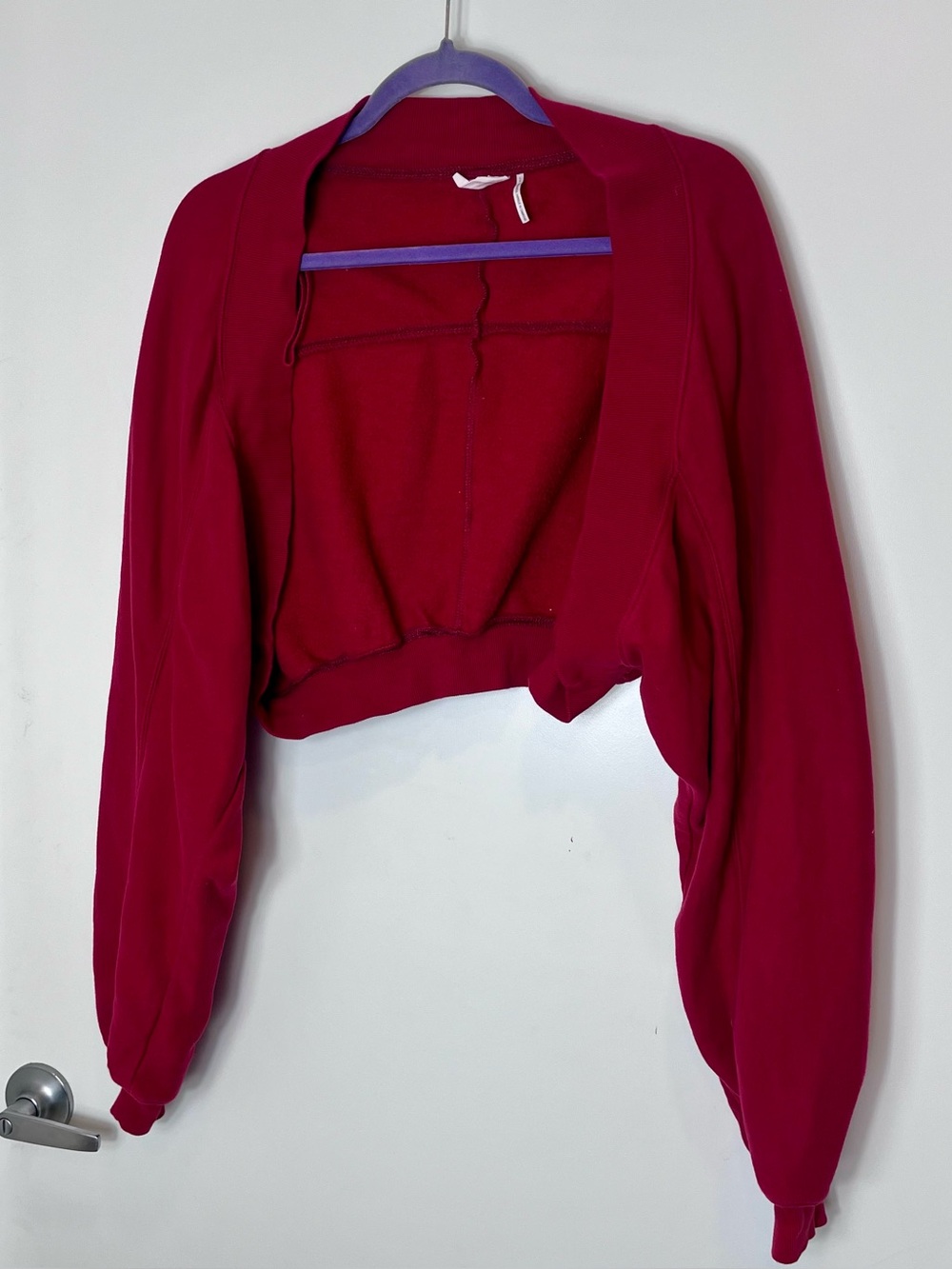 Out From Under Gigi Shrug Cropped Cardigan Sweater Red Urban Outfitters Womens L